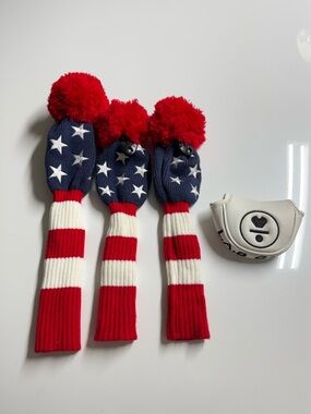 Golf Headcover Set (Driver + 2 Woods/Hybrids + Magnetic Putter Cover)